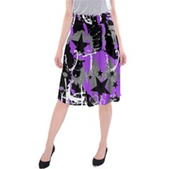 Purple Scene Kid Midi Beach Skirt by ArtistRoseanneJones