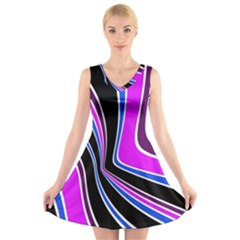 Colors Of 70 s V-neck Sleeveless Skater Dress