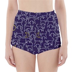 Cat And Moons For Halloween  High-waisted Bikini Bottoms