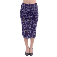 Cat And Moons For Halloween  Midi Pencil Skirt by BubbSnugg