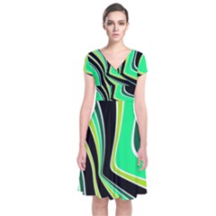 Colors Of 70 s Short Sleeve Front Wrap Dress