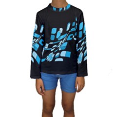 Blue Abstraction Kid s Long Sleeve Swimwear