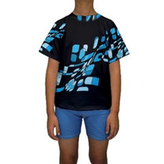 Blue Abstraction Kid s Short Sleeve Swimwear