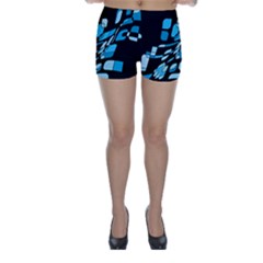 Blue Abstraction Skinny Shorts by Valentinaart