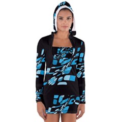 Blue Abstraction Women s Long Sleeve Hooded T-shirt