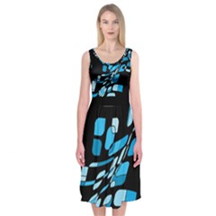 Blue Abstraction Midi Sleeveless Dress