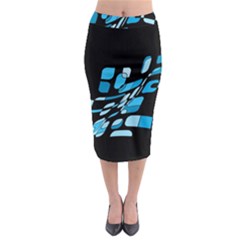 Blue Abstraction Midi Pencil Skirt