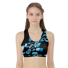 Blue Abstraction Sports Bra With Border