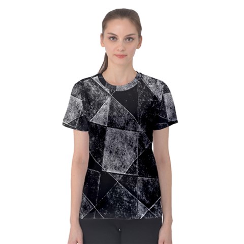 Dark Geometric Grunge Pattern Print Women s Sport Mesh Tee by dflcprintsclothing