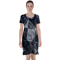 Dark Geometric Grunge Pattern Print Short Sleeve Nightdress