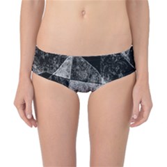 Dark Geometric Grunge Pattern Print Classic Bikini Bottoms