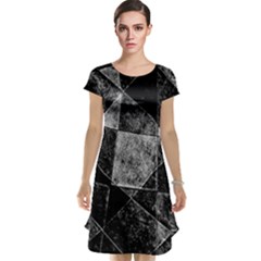 Dark Geometric Grunge Pattern Print Cap Sleeve Nightdress