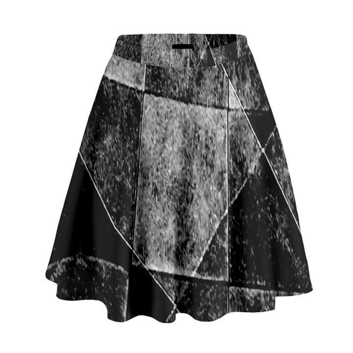 Dark Geometric Grunge Pattern Print High Waist Skirt