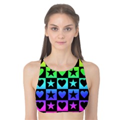 Rainbow Stars And Hearts Tank Bikini Top