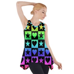 Rainbow Stars And Hearts Side Drop Tank Tunic