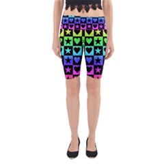 Rainbow Stars And Hearts Yoga Cropped Leggings