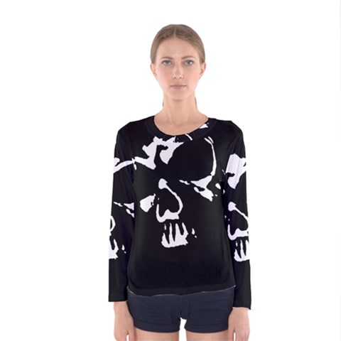 Gothic Skull Women s Long Sleeve Tee by ArtistRoseanneJones