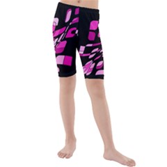 Purple Abstraction Kid s Mid Length Swim Shorts