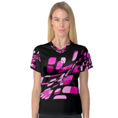 Purple Abstraction Women s V-neck Sport Mesh Tee