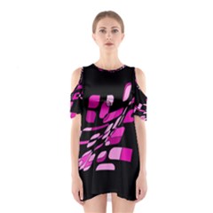 Purple Abstraction Cutout Shoulder Dress by Valentinaart