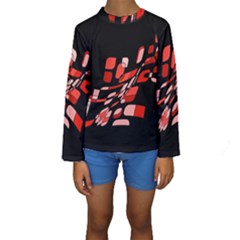 Orange Abstraction Kid s Long Sleeve Swimwear