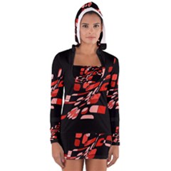 Orange Abstraction Women s Long Sleeve Hooded T-shirt