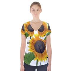 Sunflower Overload Short Sleeve Front Detail Top