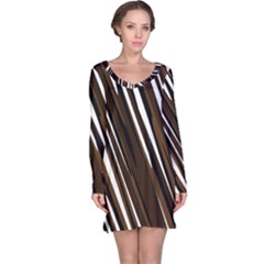 Black Brown And White Camo Streaks Long Sleeve Nightdress by TRENDYcouture