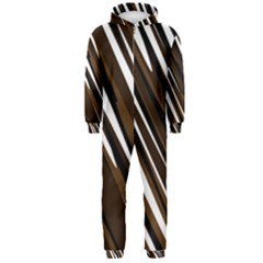 Black Brown And White Camo Streaks Hooded Jumpsuit (men) 