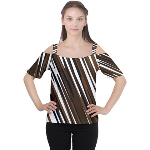 Black Brown And White Camo Streaks Women s Cutout Shoulder Tee by TRENDYcouture