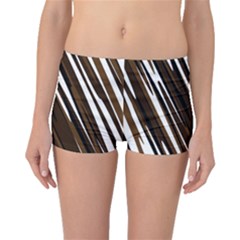 Black Brown And White Camo Streaks Boyleg Bikini Bottoms