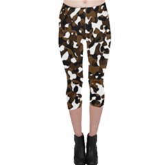 Black Brown And White Camo Streaks Capri Leggings  by TRENDYcouture