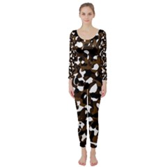 Black Brown And White Camo Streaks Long Sleeve Catsuit