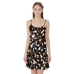 Black Brown And White Camo Streaks Satin Night Slip