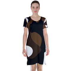 Black Brown And White Abstract 3 Short Sleeve Nightdress by TRENDYcouture