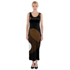 Black Brown And White Abstract 3 Fitted Maxi Dress by TRENDYcouture