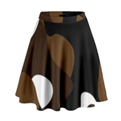 Black Brown And White Abstract 3 High Waist Skirt