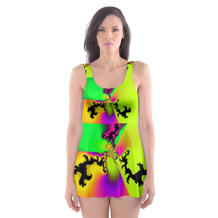 Creation Of Color Skater Dress Swimsuit