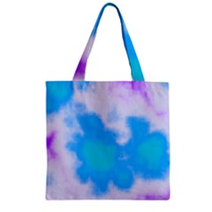 Blue And Purple Clouds Zipper Grocery Tote Bag