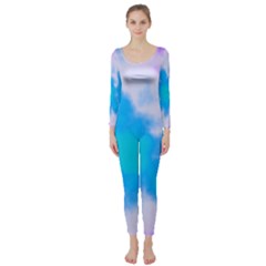 Blue And Purple Clouds Long Sleeve Catsuit