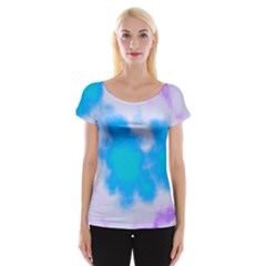 Blue And Purple Clouds Women s Cap Sleeve Top