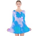 Blue And Purple Clouds Long Sleeve Velvet Skater Dress View1