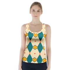 Blue Yellow Rhombus Pattern     Racer Back Sports Top