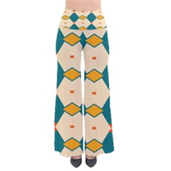 Blue Yellow Rhombus Pattern                                                                Women s Chic Palazzo Pants