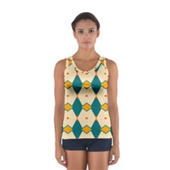 Blue Yellow Rhombus Pattern                                                                                 Women s Sport Tank Top