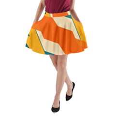 Shapes In Retro Colors                                                                                  A-line Pocket Skirt