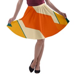 Shapes In Retro Colors                                                                                  A-line Skater Skirt