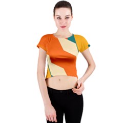 Shapes In Retro Colors                                                                                  Crew Neck Crop Top