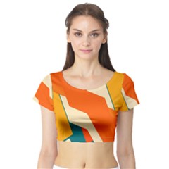 Shapes In Retro Colors                                                                                  Short Sleeve Crop Top