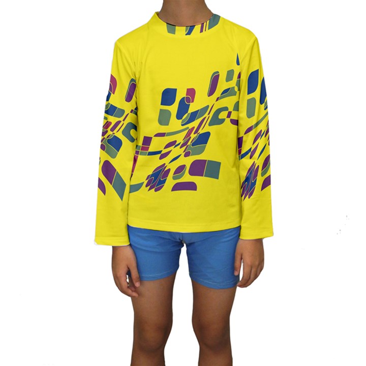 Yellow abstraction Kid s Long Sleeve Swimwear